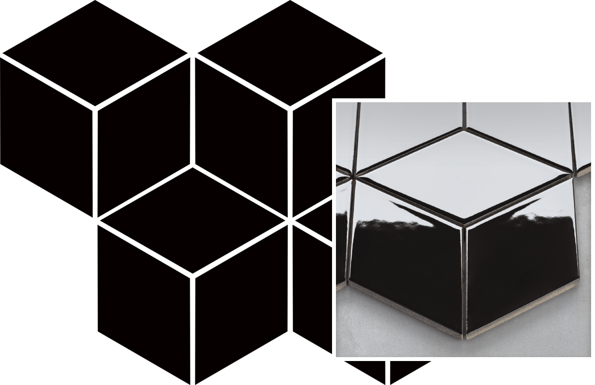 Universal Pressed Mosaic Nero Romb Hexagon 20,4x23,8